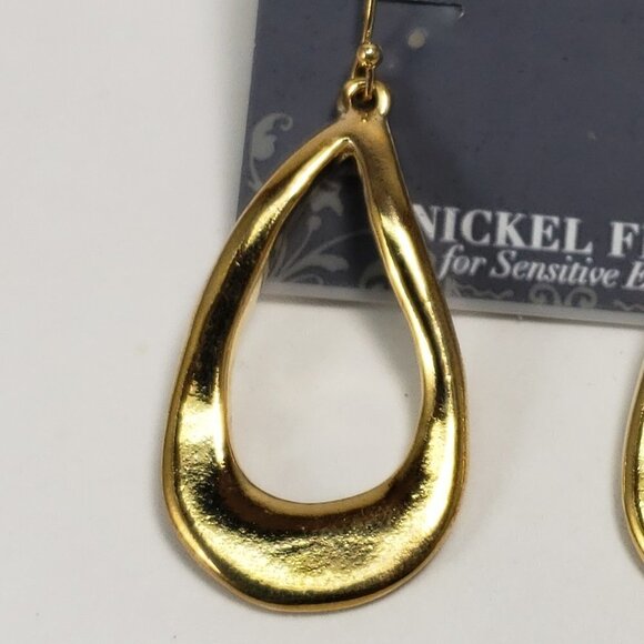 2/$30 Gold tone Melting Hoop Design Drop Earrings - Women's Fashion Jewelry - Picture 7 of 8
